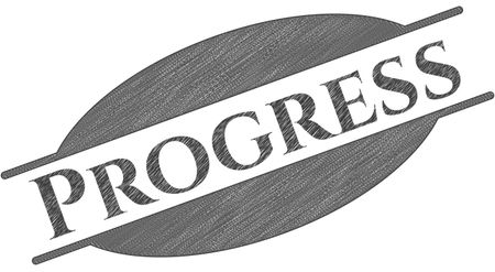 Progress emblem drawn in pencil