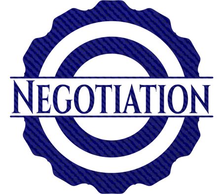 Negotiation badge with denim texture