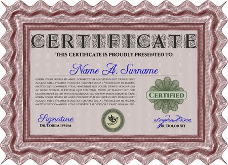 Red Diploma template or certificate template. Vector pattern that is used in money and certificate. With quality background. Artistry design. 