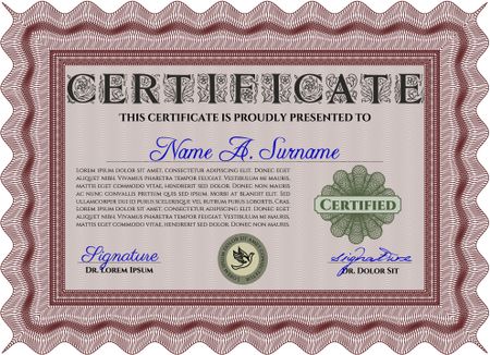 Red Diploma template or certificate template. Vector pattern that is used in money and certificate. With quality background. Artistry design.