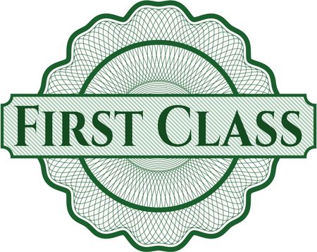 First Class inside a money style rosette