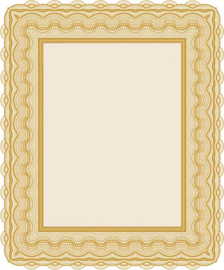 Orange Diploma template or certificate template. Vector pattern that is used in money and certificate. With quality background. Artistry design. 
