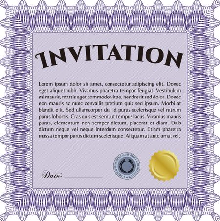 Vintage invitation. Vector illustration. With complex linear background. Artistry design.