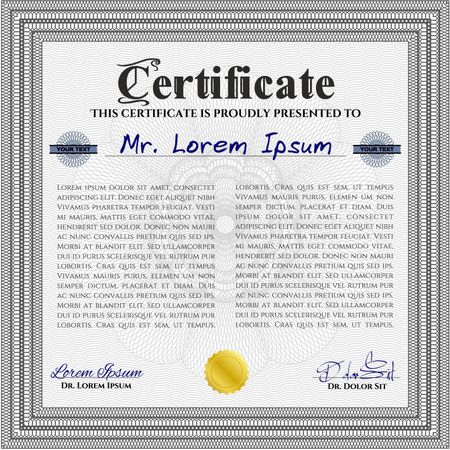 Diploma template or certificate template. Beauty design. With quality background. Vector pattern that is used in money and certificate. Grey color.