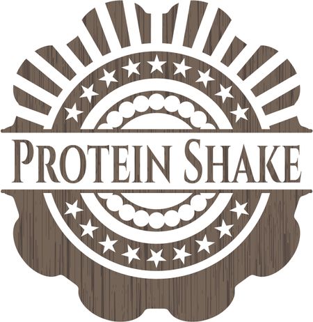 Protein Shake retro style wooden emblem