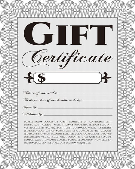 Modern gift certificate template. Sophisticated design. 