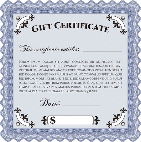 Vector Gift Certificate. Excellent design. Customizable, Easy to edit and change colors. Complex background. 