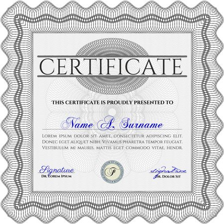Diploma or certificate template. Superior design. Vector pattern that is used in currency and diplomas.Complex background. Grey color.