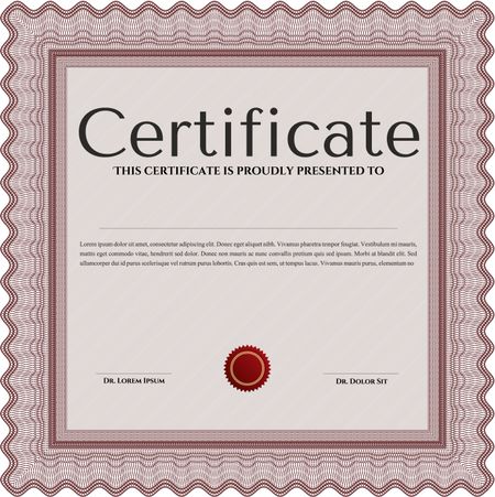 Diploma or certificate template. Superior design. Vector pattern that is used in currency and diplomas.Complex background. Red color.