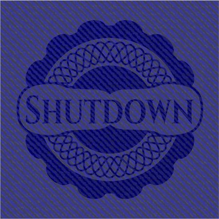 Shutdown emblem with denim texture