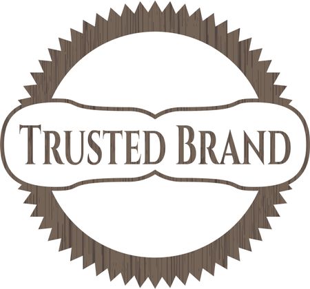 Trusted Brand badge with wooden background