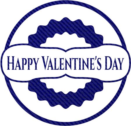 Happy Valentine's Day badge with denim texture