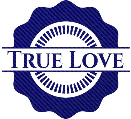True Love badge with denim texture