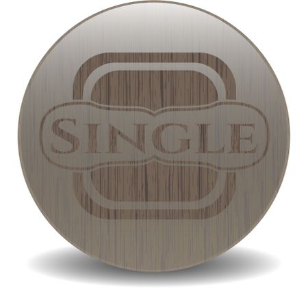 Single badge with wood background