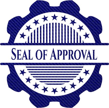 Seal of Approval badge with denim texture