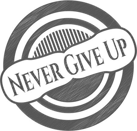Never Give Up pencil emblem