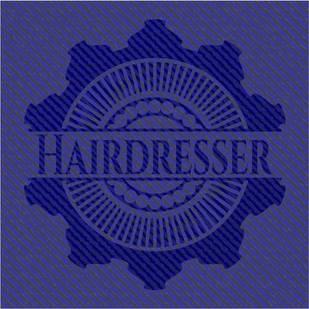 Hairdresser jean or denim emblem or badge background