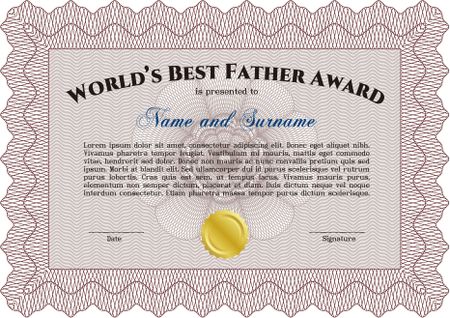 World's Best Dad Award Template. With background. Customizable, Easy to edit and change colors. Good design. 