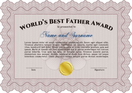 World's Best Dad Award Template. With background. Customizable, Easy to edit and change colors. Good design.