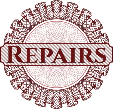 Repairs inside money style emblem or rosette