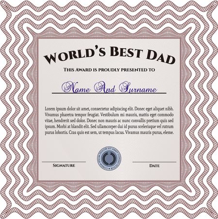World's Best Dad Award Template. With background. Good design. Customizable, Easy to edit and change colors. 