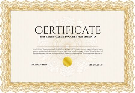 Orange Certificate template. Printer friendly. Detailed. Nice design. 