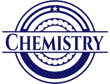 Chemistry badge with jean texture