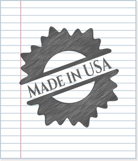 Made in USA drawn with pencil strokes