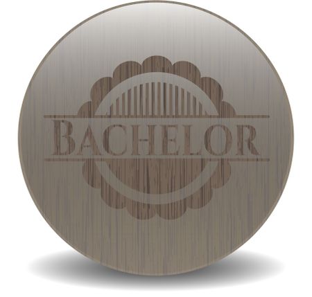 Bachelor realistic wooden emblem