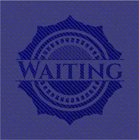 Waiting emblem with jean high quality background