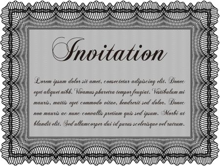 Vintage invitation template. Vector illustration. With guilloche pattern. Elegant design. 