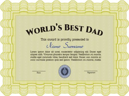 Award: Best dad in the world. With great quality guilloche pattern. Sophisticated design. 