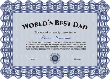 Best Father Award. Border, frame. With complex linear background. Artistry design. 