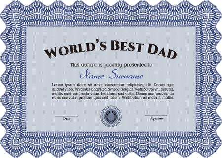 Best Father Award. Border, frame. With complex linear background. Artistry design.