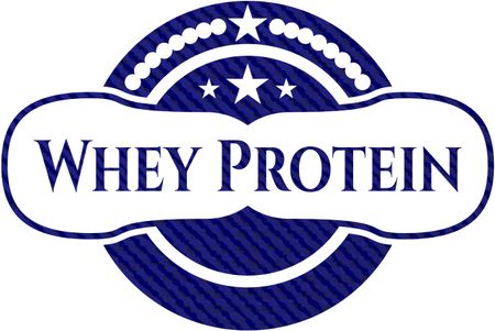 Whey Protein jean or denim emblem or badge background