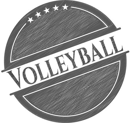 Volleyball emblem draw with pencil effect