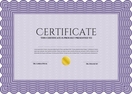 Violet Certificate template. Nice design. Detailed. Printer friendly. 