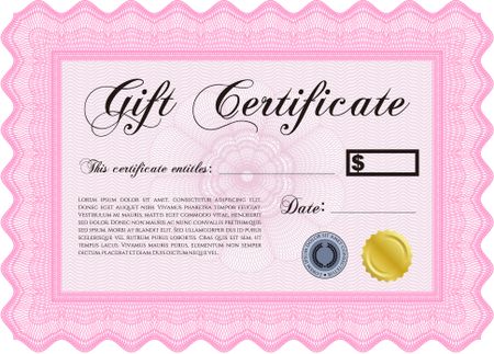 Gift certificate template. Nice design. Detailed. Printer friendly. 