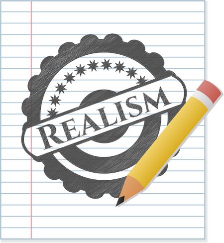 Realism emblem drawn in pencil