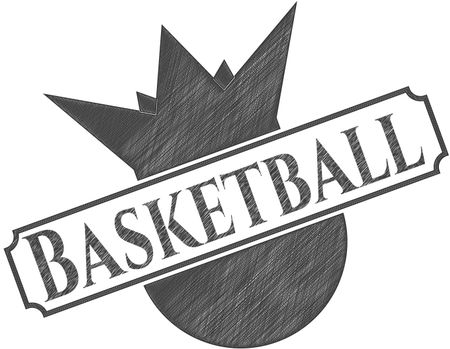 Basketball emblem draw with pencil effect