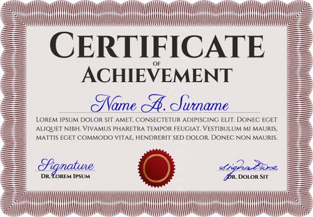 Red Certificate or diploma template. Cordial design. Customizable, Easy to edit and change colors. Easy to print. 
