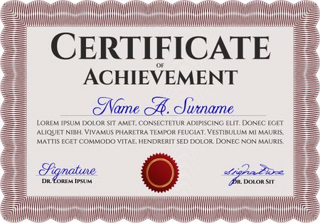 Red Certificate or diploma template. Cordial design. Customizable, Easy to edit and change colors. Easy to print.