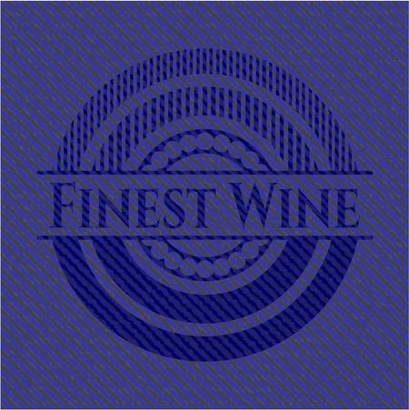 Finest Wine badge with denim background