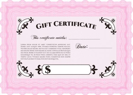 Gift certificate template. Beauty design. Border, frame. With linear background. 