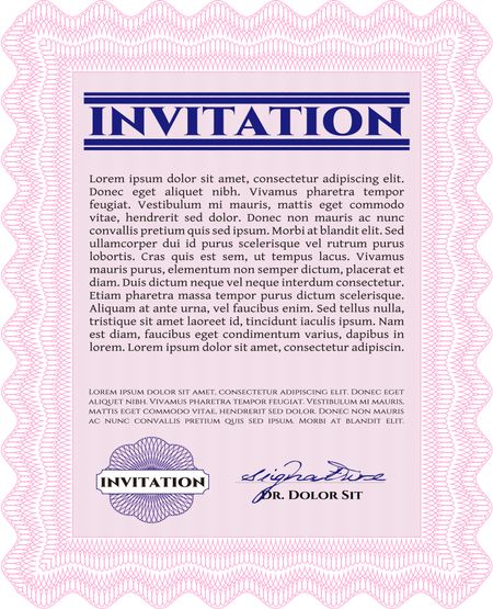 Retro invitation template. Beauty design. Border, frame. With linear background. 