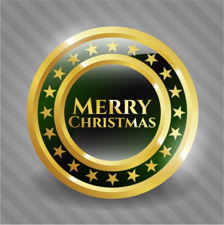 Merry Christmas gold badge or emblem