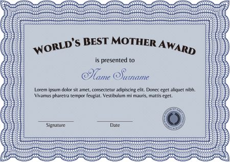 World's Best Mother Award. Detailed. Cordial design. Easy to print. 