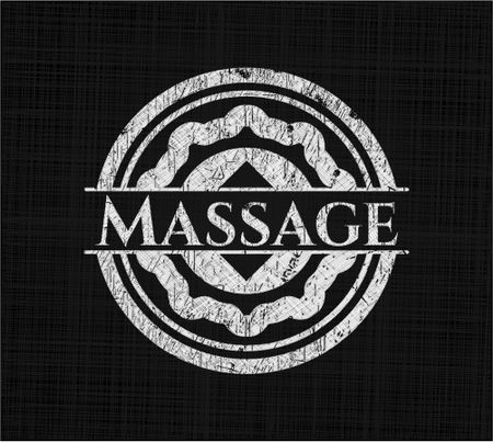 Massage chalk emblem, retro style, chalk or chalkboard texture