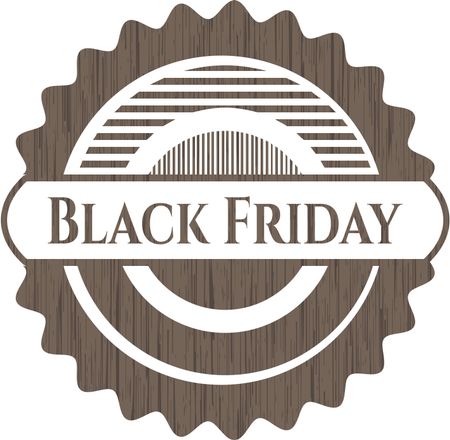 Black Friday realistic wooden emblem