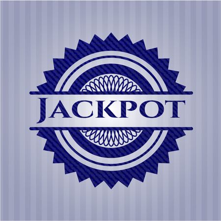 Jackpot badge with denim background